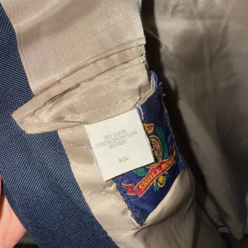 Savile Row Men's Navy Blue Blazer with Gold Buttons size 40L - Picture 6 of 16